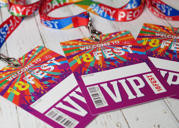 18fest festival birthday lanyards