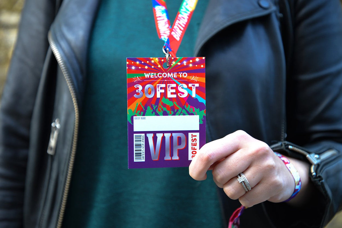 30FEST ® 30th Birthday Party Festival VIP Pass Lanyards Hen Party