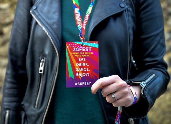 30fest festival birthday party lanyards