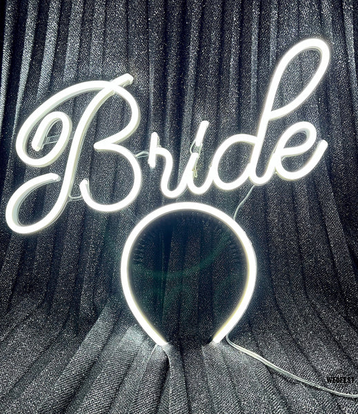 bride neon sign head piece head band hen party wedding