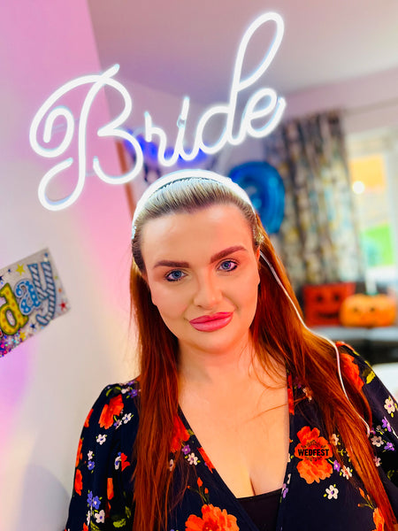 bride neon sign hen party head band head-piece
