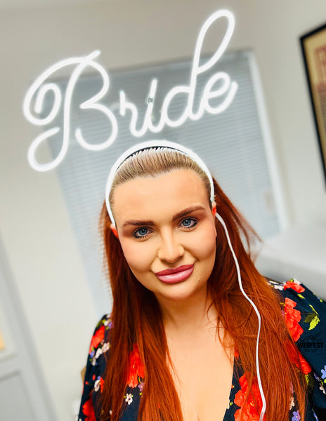 bride neon sign hen party wedding head band head piece