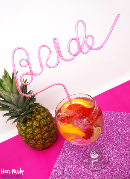 hen do party straw pink bride straw