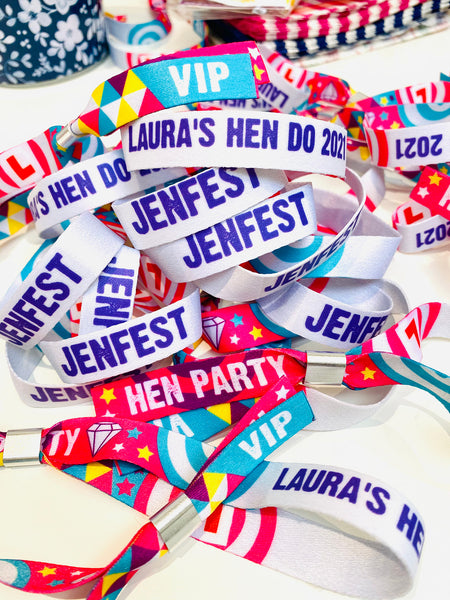 personalised festival hen party fabric wristbands