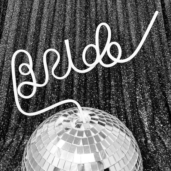 white bride straw hen party accessory