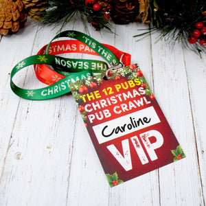 The 12 Pubs of Christmas Pub Crawl List Lanyards