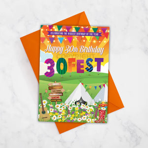 30FEST Festival Sign Birthday Card