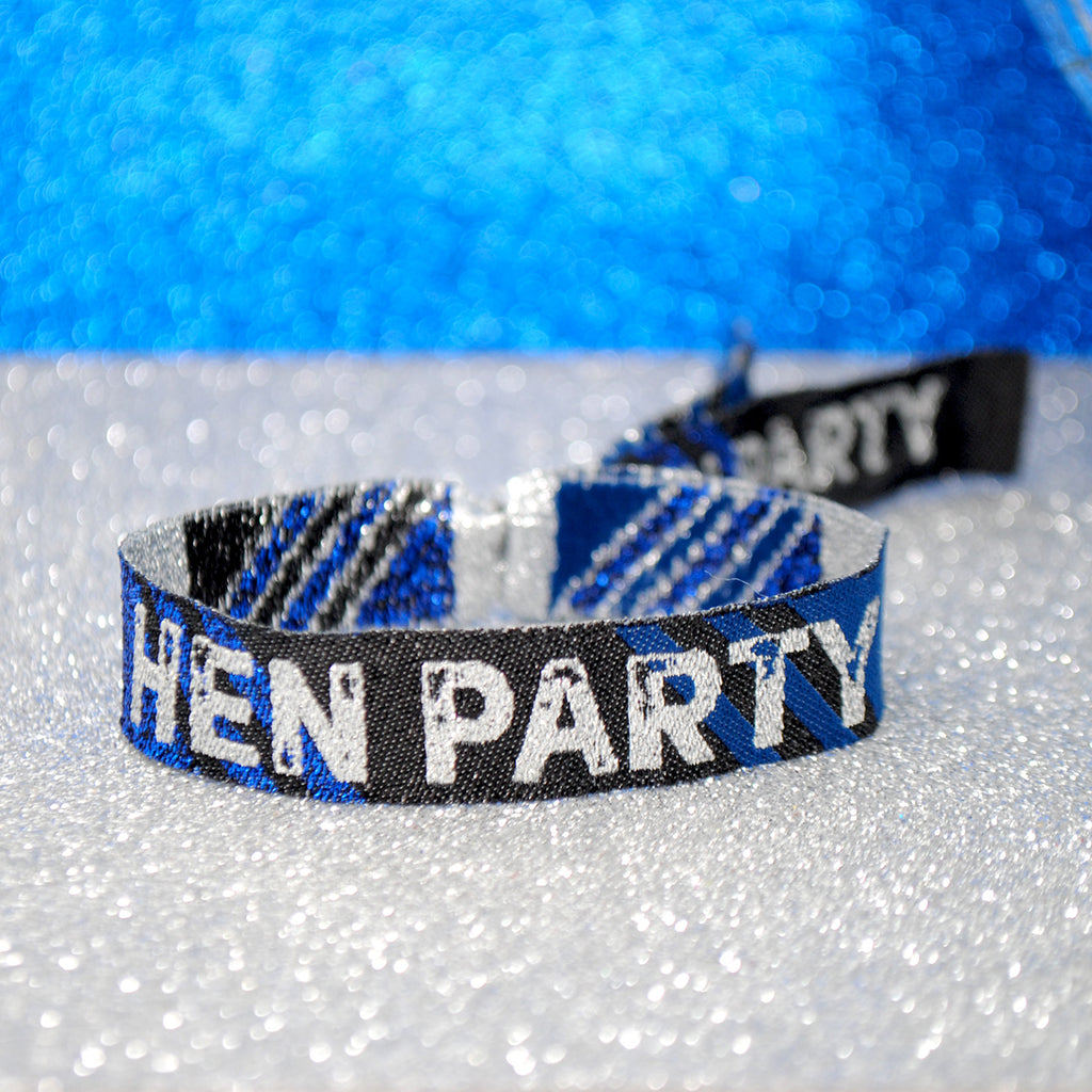 Our New Black, Blue and Silver Hen Party Wristbands