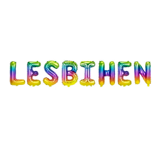 Lesbihen™ 16” Rainbow Multi Coloured Lesbian Hen Party Foil  Balloons