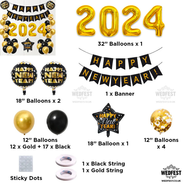 2024 new years eve 32 inch balloons 38pcs set