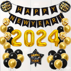 Giant Gold 2024 Foil Balloon Number Set