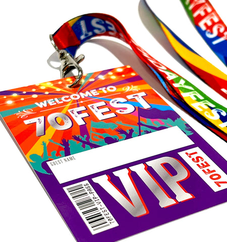    70 fest 70th festival birthday party vip lanyard favours