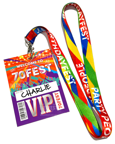 70fest festival 70th birthday party wristbands lanyards
