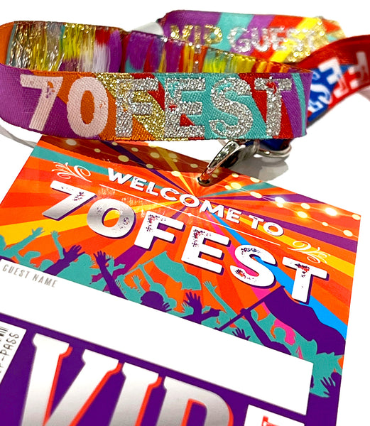 70th birthday party 70FEST festival wristbands lanyards