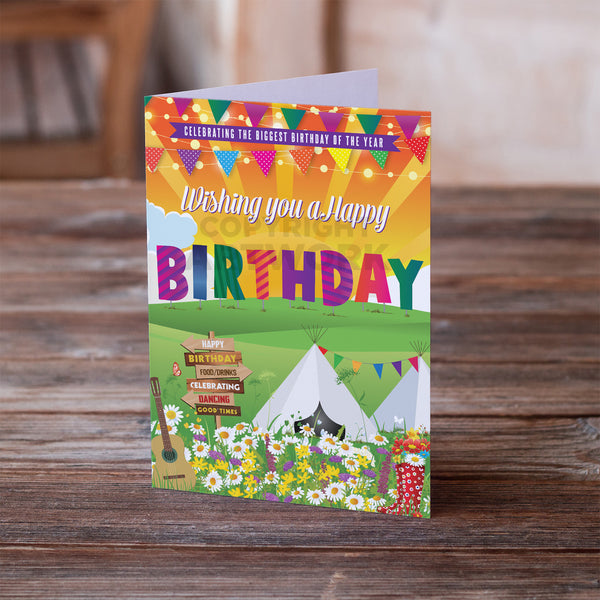 festival theme birthday card glastonbury birthday card