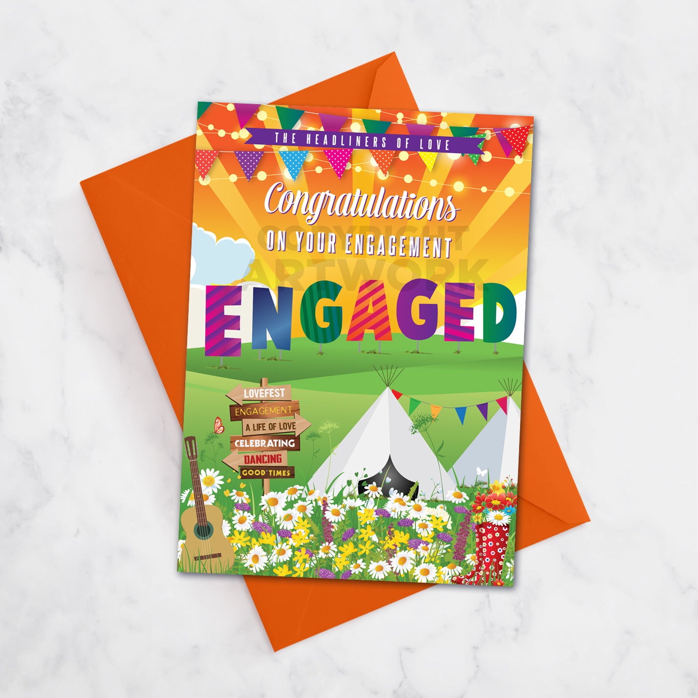 Festival Wedding Engagement Congratulations Card