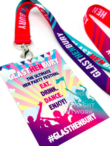 glasthenbury glast hen bury inspired hen party lanyard