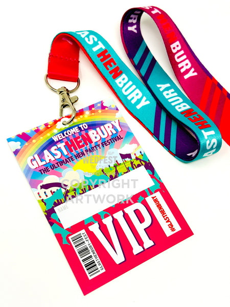 glasthenbury hen party lanyard vip pass
