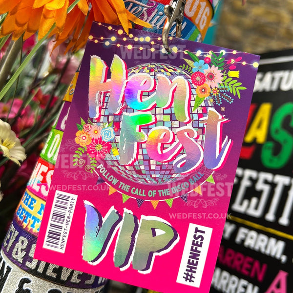 henfest disco ball vip hen party lanyard