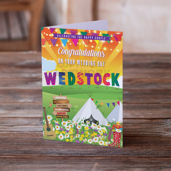 wedstock festival wedding day card wedding congratulations card