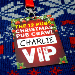 THE 12 PUBS Christmas Party Pub Crawl List Lanyard Guides