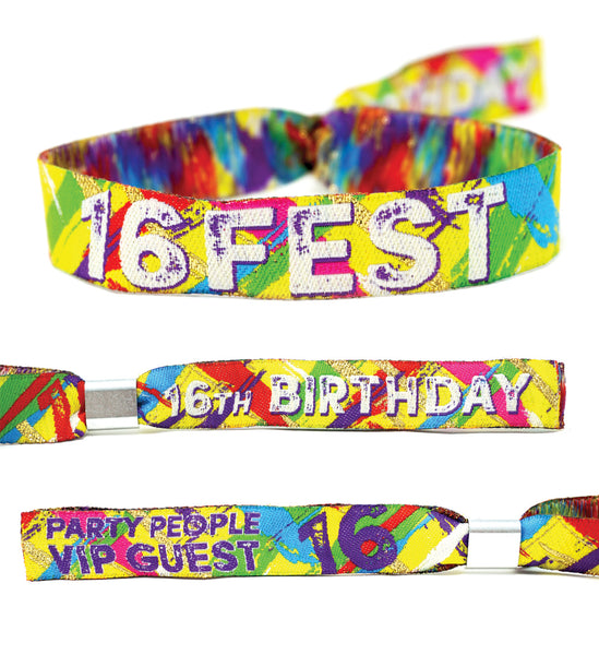 16FEST 16th birthday party festival wristbands