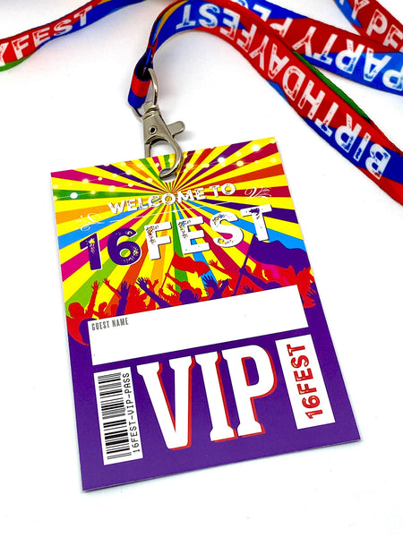 16fest 16th festival birthday party vip lanyards