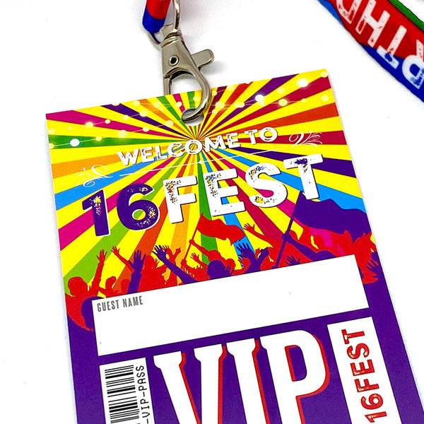 16fest festival 16th birthday party vip lanyards