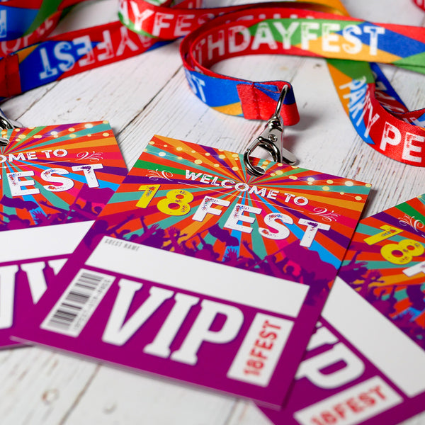 18fest festival birthday party vip pass lanyards