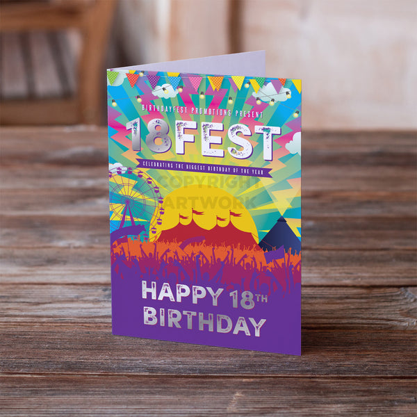 18fest festival themed 18th birthday card 18 fest