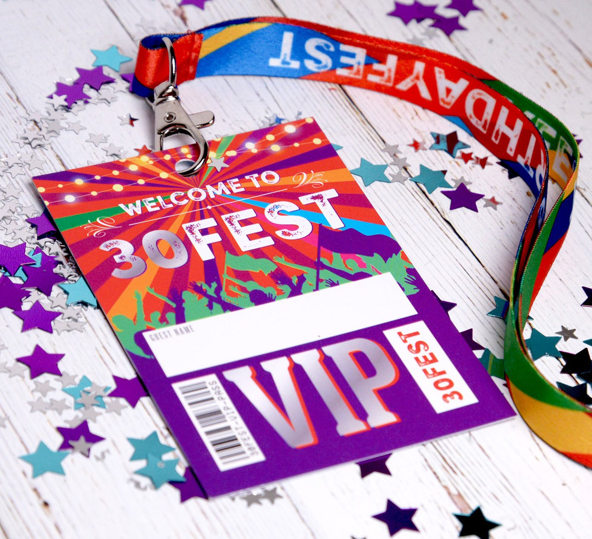 30FEST ® 30th Birthday Party Festival VIP Pass Lanyards Hen Party