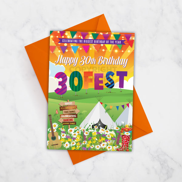30fest festival sign themed 30th birthday card thirty 30 fest