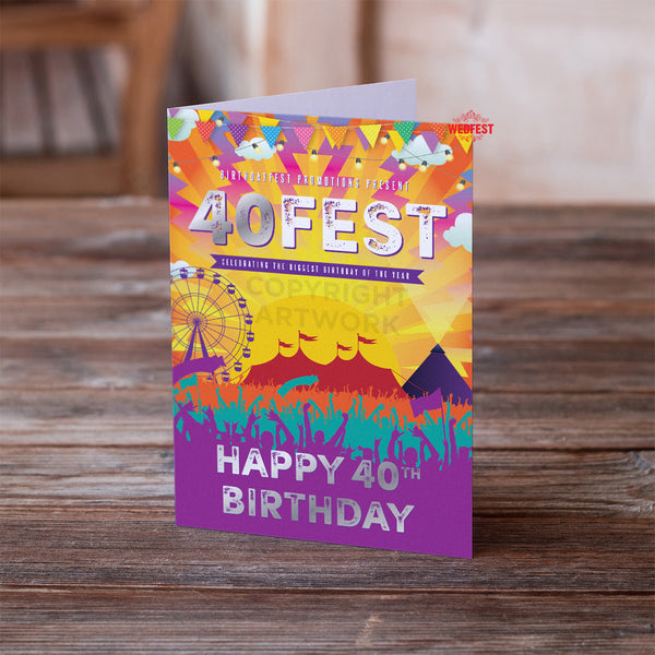 40fest festival themed 40th birthday card forty fest