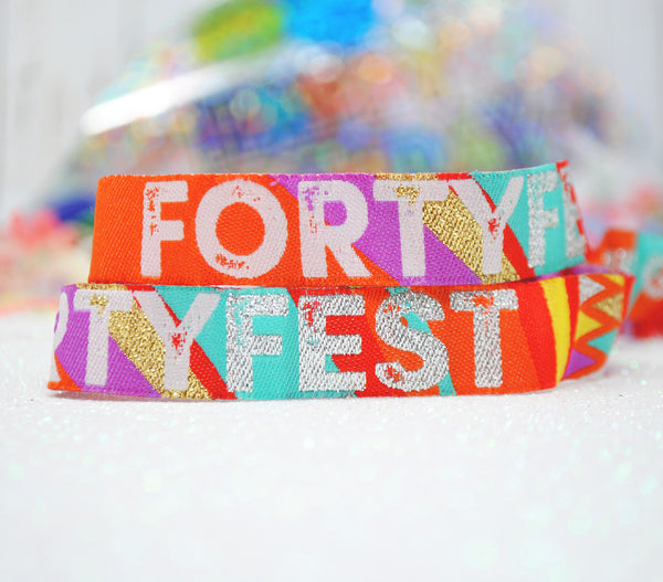 40th 40FEST birthday party wristband favours