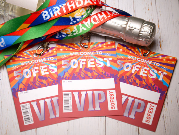 50fest 50th festival birthday party vip pass lanyards