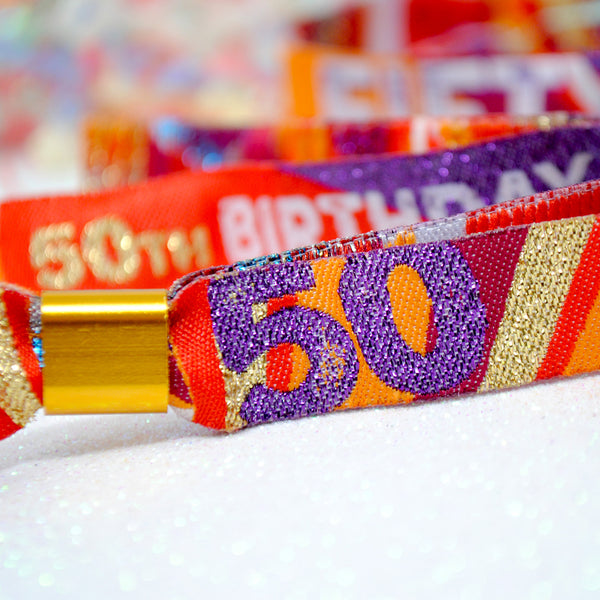 50th birthday party wristband favours