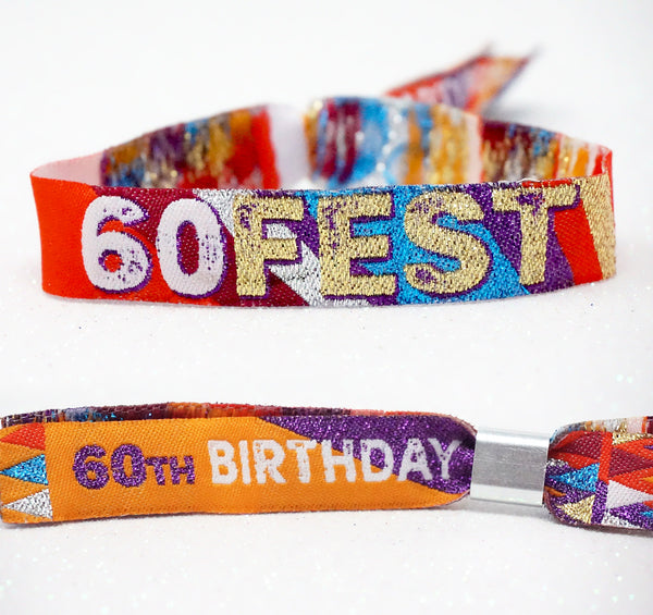 60 FEST 60th birthday party wristband favours