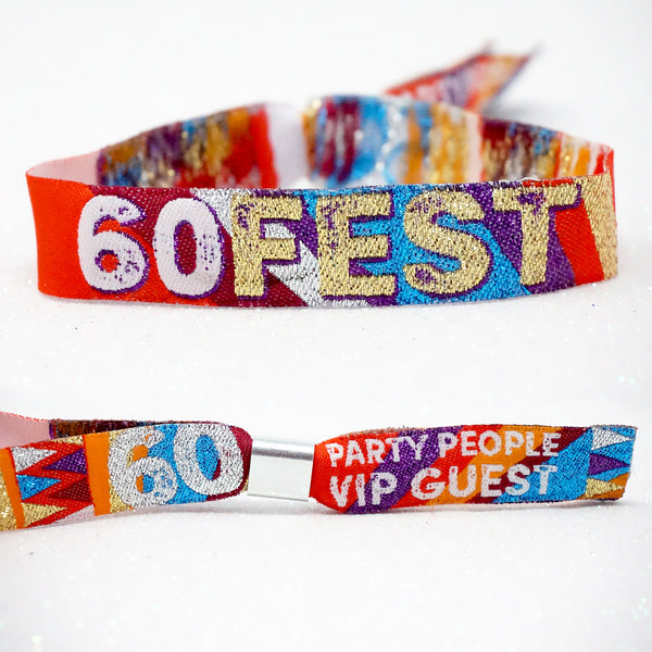 60 60th birthday party festival wristbands favours