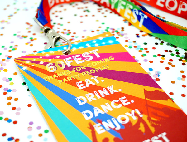 60 fest 60th festival birthday party vip lanyard favours