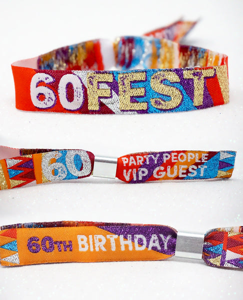 60th birthday party festival wristbands accessories