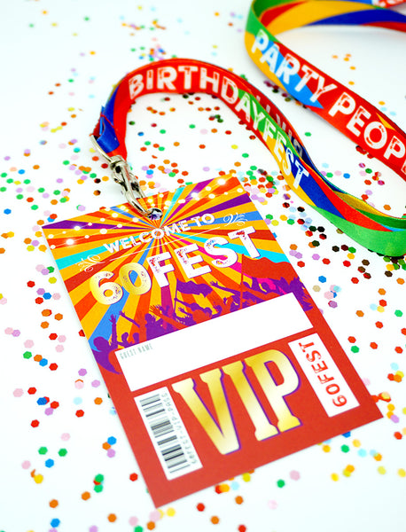 60fest festival 60th birthday party wristbands lanyards