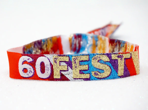 60th birthday party festival wristbands favours