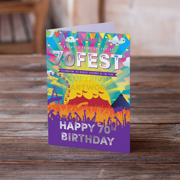 70fest festival themed 70th birthday card 70 fest