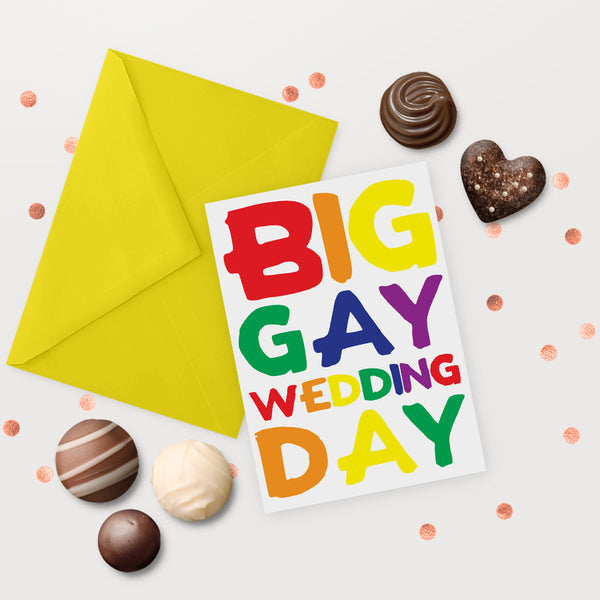 big gay wedding day same sex marriage greeting card