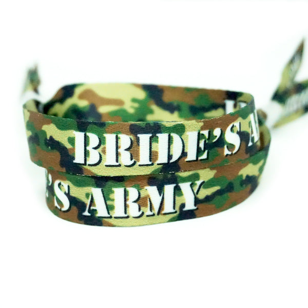 brides army camouflage team bride hen party wristbands favours