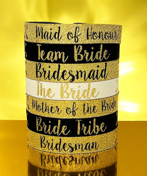 bridesman bridesmen black gold hen party wristbands