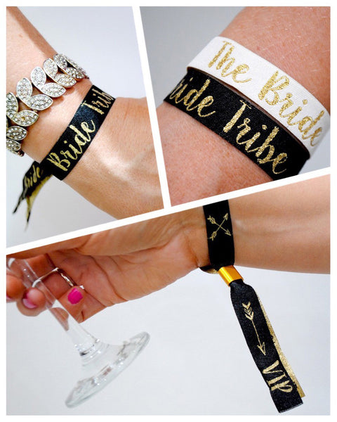 Bride Tribe Silver & Black Hen Party Wristband Favours