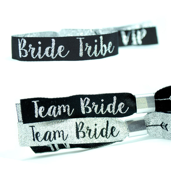Bride Tribe Silver & Black Hen Party Wristband Favours
