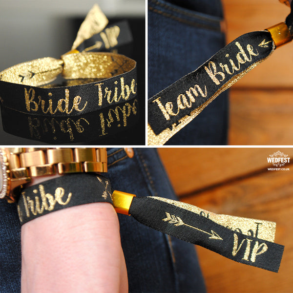 Bride Tribe Silver & Black Hen Party Wristband Favours