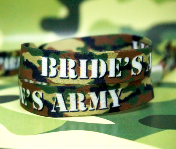 brides army military camouflage team bride hen party wristbands favours